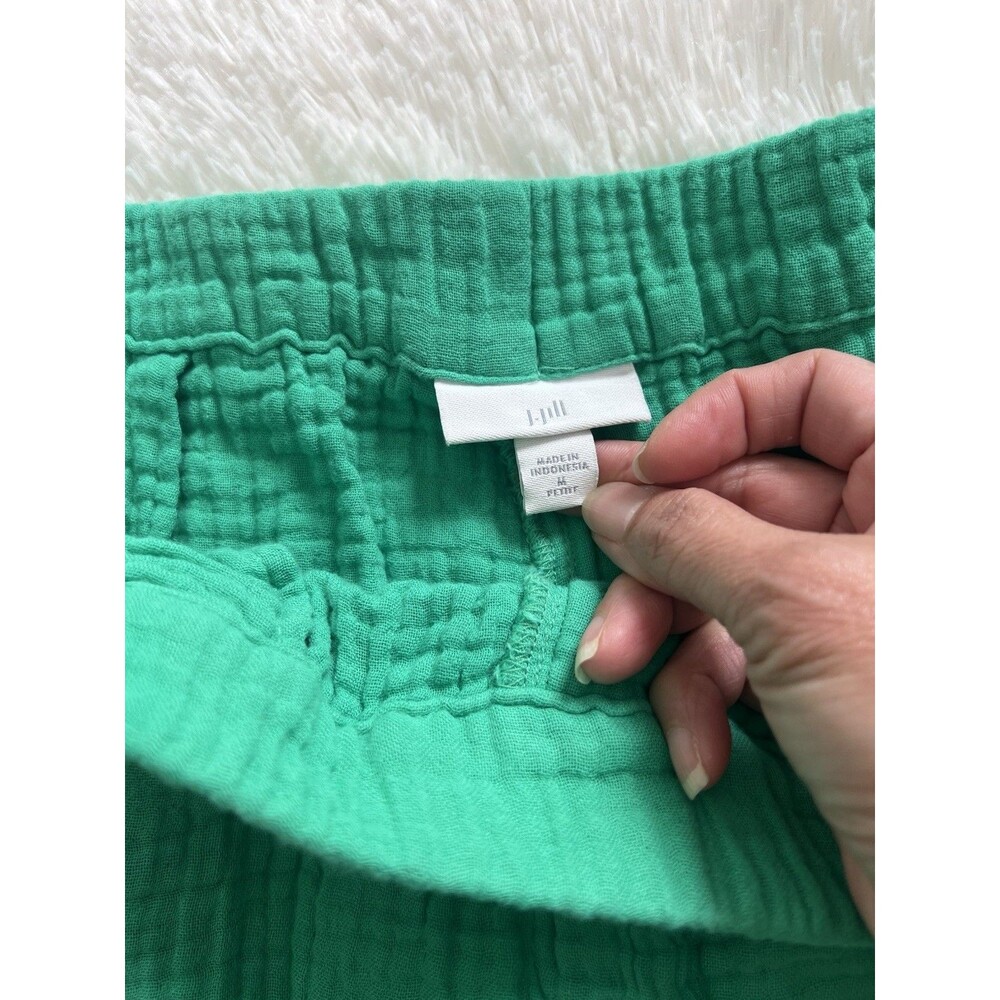 J. Jill Cotton Gauze Pull-On Shorts Green Pockets Size Medium M Petite Casual - Picture 3 of 5
